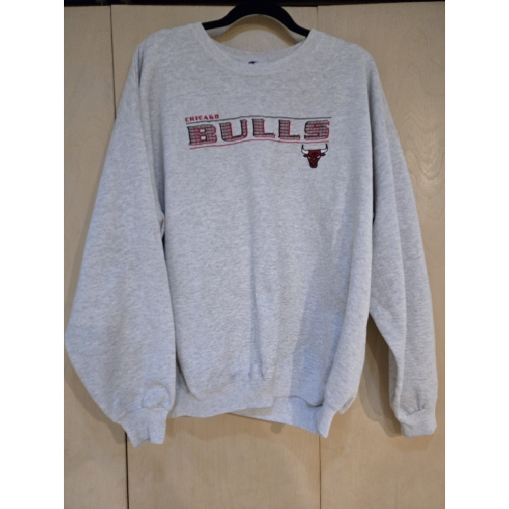 Vintage Champion Chicago Bulls Sweatshirt Mens XL Gray Embroidered NBA 90s